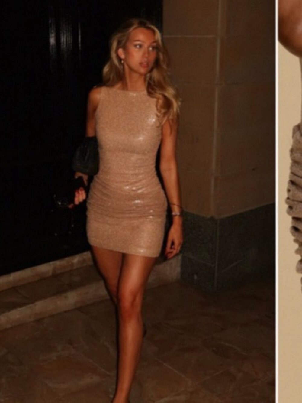 Arcina Ori Stella Dress Champagne Gold Sequin Size S